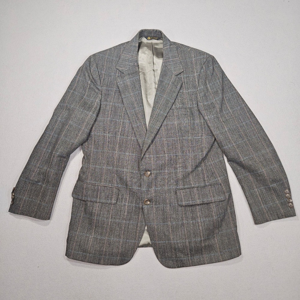 Vanjulian VTG Plaid 2pc Suit Grey 100% Pure Wool Sz M/L - Picture 2 of 10